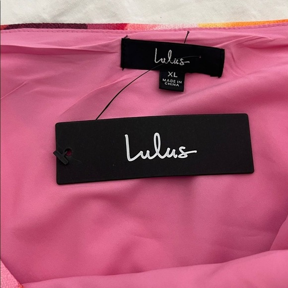 Lulus Luminous Vibes Hot Pink Abstract One-Shoulder Cutout Midi Dress XL NWT - Picture 5 of 13